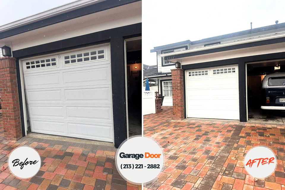 Before and after: garage door repair Albertson, NY